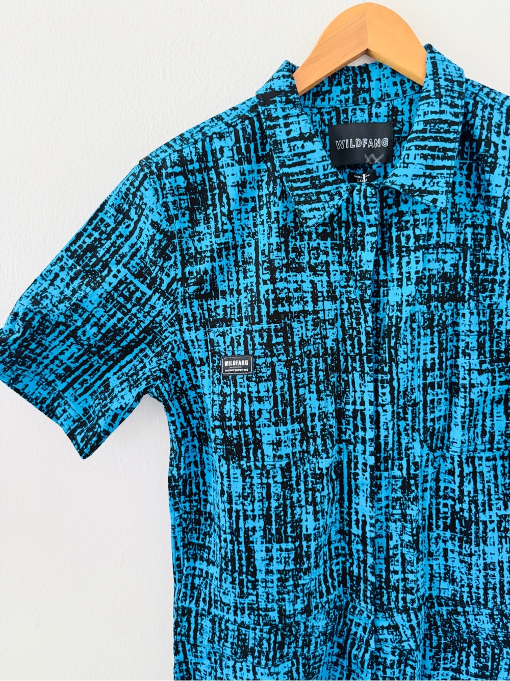 NWT Wildfang Essential Short Sleeve Coverall in Blue Print Black - Picture 3 of 7